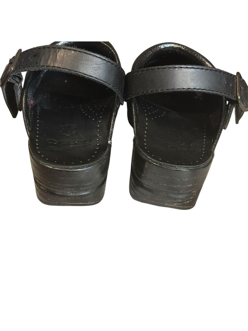 Dansko Black Leather Clogs Strap Comfort Shoes 36 US 6 - Picture 6 of 11